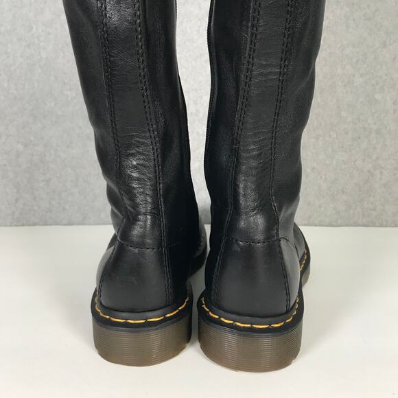 Dr Martens 1B60 Boots Womens US 9 Black Leather 20 Eye Knee High Lace Up EU 41 - Picture 5 of 16